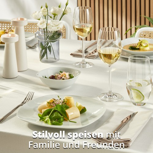 Geschirrset 62-teilig | Kombiservice für 6 Personen in weiß aus Porzellan Modern - Bild 5 von 7