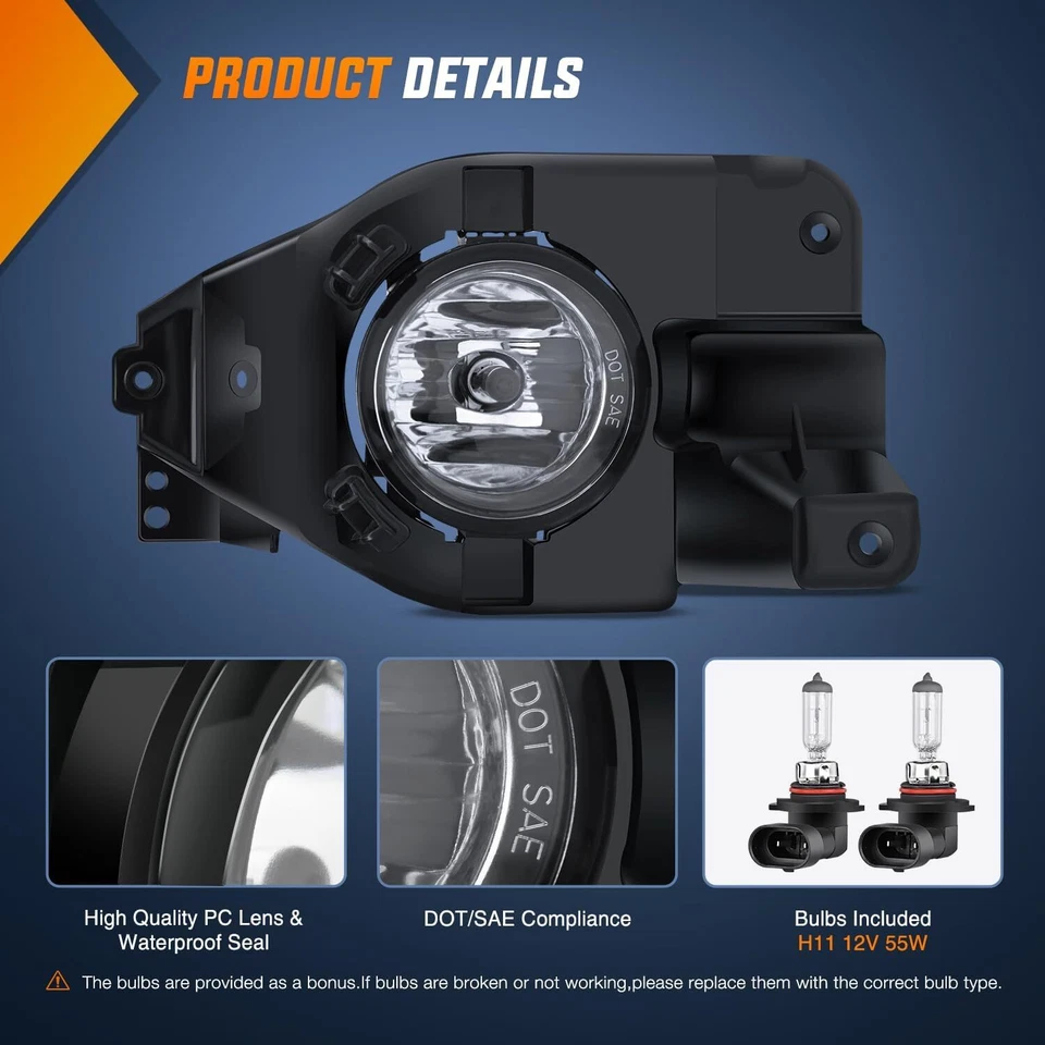 Conjunto de luzes de neblina Nilight para 2013-2015 Ford Explorer com lâmpadas H11 12V 55W - Imagem 2 de 4