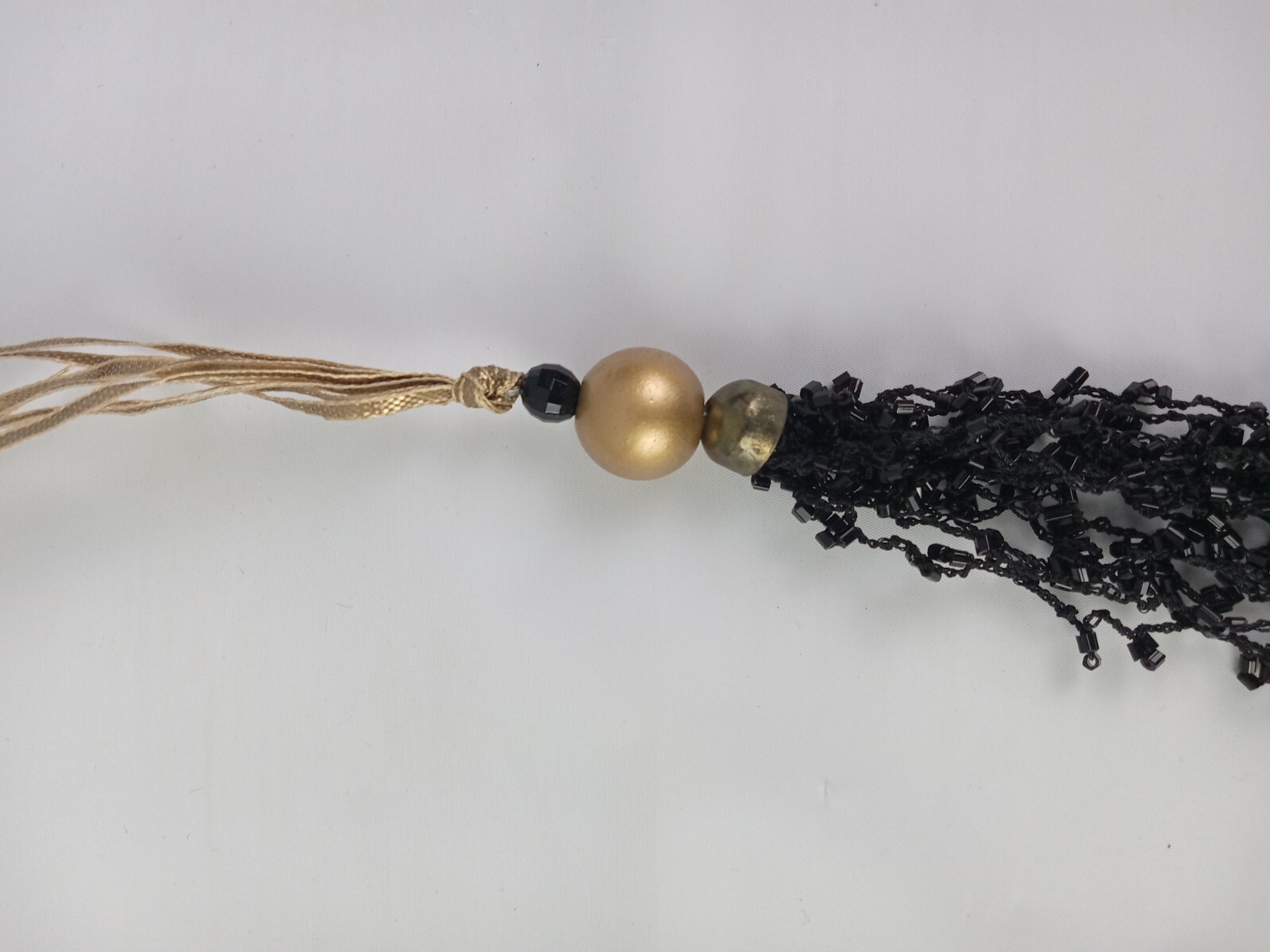 Black Confetti Scarf Necklace Solid Basic Black G… - image 4