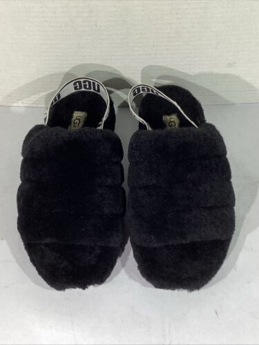 UGG Women’s Size 7 EU 38 Black Fluff Yeah Slingback Slides Slippers AJ-120 - Picture 3 of 9