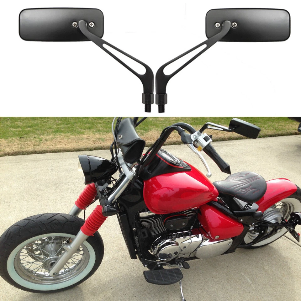 Черные прямоугольные мотоциклетные зеркала для Honda Rebel 250 CMX250 300 CMX300 CMX500 - Изображение 2 из 4