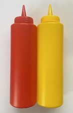 6x Plastic Squeezy Sauce Bottles Nozzle Cap Ketchup Mustard cafe takeaway