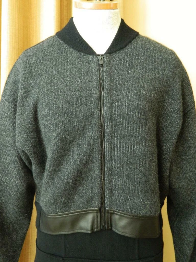 Maglione Alexander Wang giacca in pelle finiture stile bomber cerniera anteriore $875 S