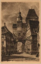 Old postcard Rothenburg- Roderbogen with Markusturm GERMANY (1075304)