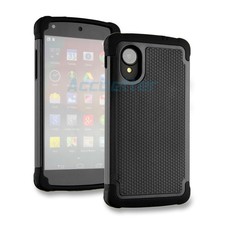 Black Armor Heavy Duty Impact Rugged Hard Case Cover for LG Google Nexus 5