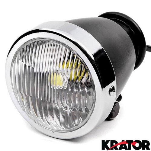 4.25" Mini Headlight w/ High Low Beam Lights LED Bulb Black w/ Chrome Housing - Picture 2 of 8