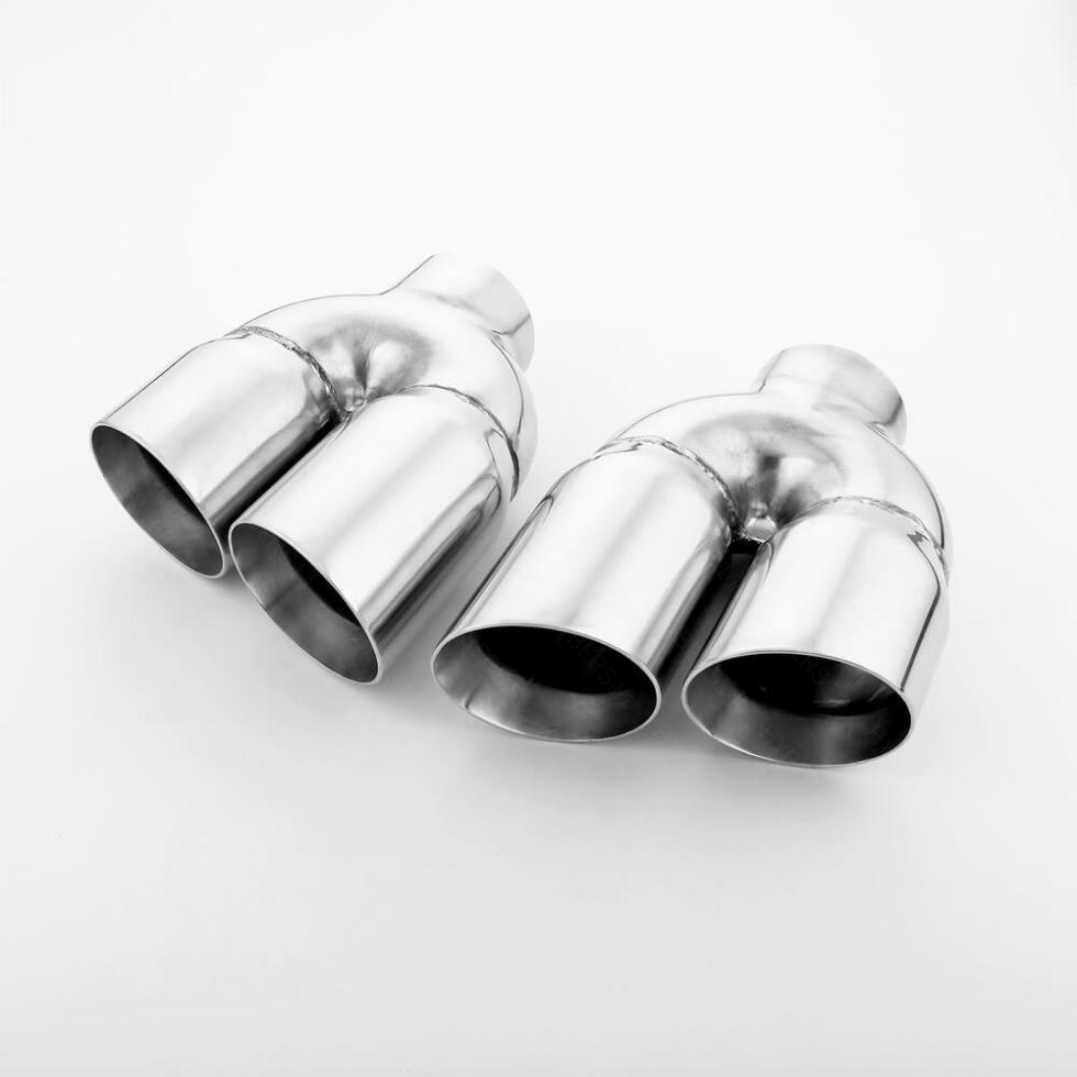 Pair Quad Staggered 3.5" Out 304 Stainless Steel Exhaust Tips 3" In