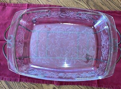 Princess House Fantasia Poinsettia Lasagna Casserole Dish Bakeware W/ Wire Rack