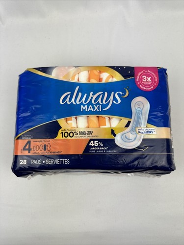Always Maxi Pads Größe 4 über Nacht Saugfähigkeit unparfümiert ohne Flügel, 28 Stück - Bild 2 von 2