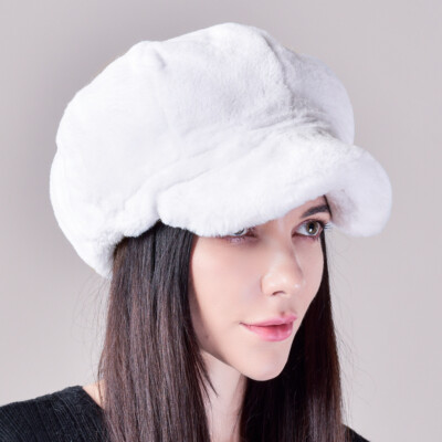 Women Real Rex Rabbit Fur Hats Thick Warm Berets Octagonal Newsboy