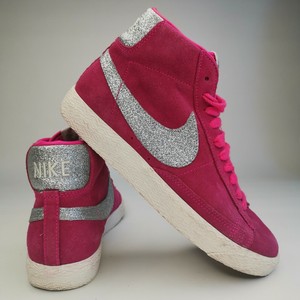 Nike Blazer High Top Trainers Pink Suede & Silver Glitter, UK Size 4, EUR 37.5 | eBay