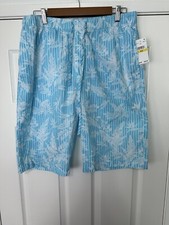 Tommy Bahama Island Sleepwear Aqua Chalk Palm Stripe Sleep Shorts Men  s M NEW
