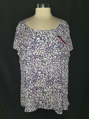 NEU TORRID Übergröße 4 4X Bluse Shirt Top blau lila Animal Print Leopard