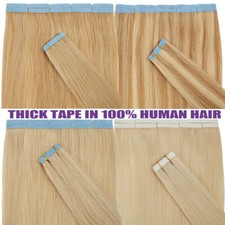 Thick 60pcs Tape In Remy Human Hair Extensions Skin Weft FULL HEAD BLONDE/Ombre