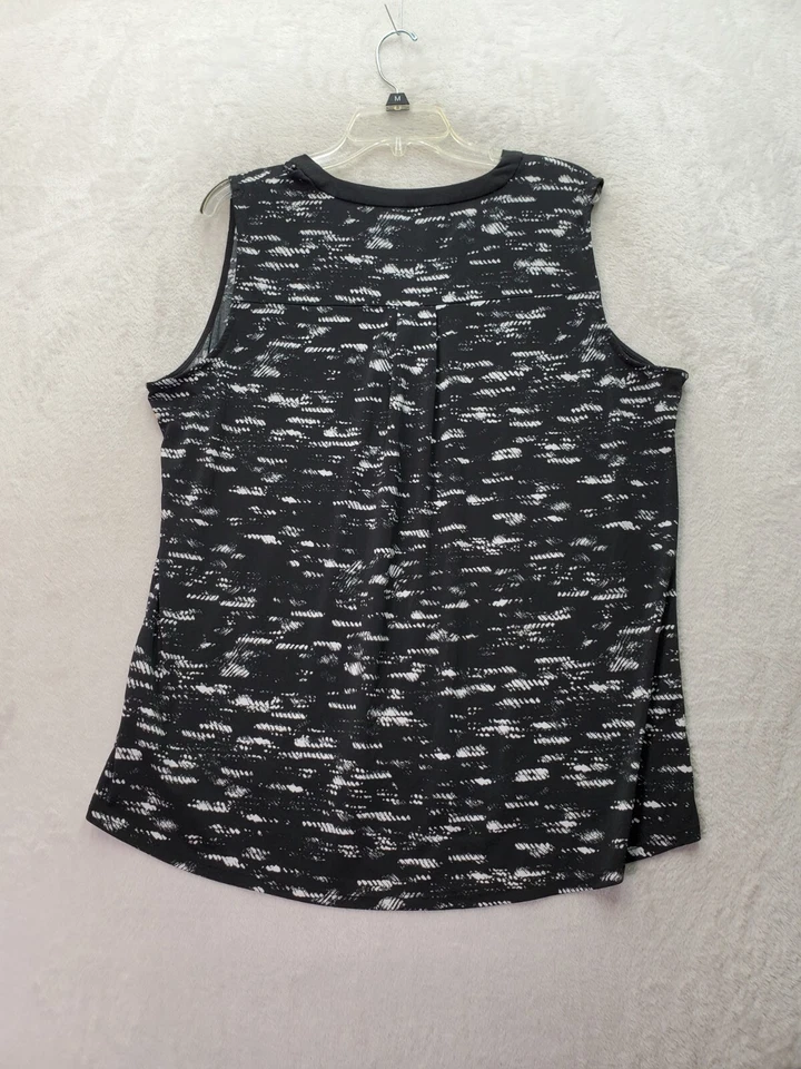 Camiseta sin mangas Ellen Tracy para mujer XL negra estampado geográfico poliéster sin mangas cuello en V logotipo Foto 2 de 4