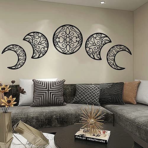 ASMANNA 5 Pieces Moon Decoration Wall Decoration Wooden Moon Phase Wall Hanging - Picture 1 of 8