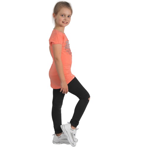 T-Shirt Top Herz Pailletten Mädchen Strass Schlitze Shirt Sommer Strasssteine - Picture 10 of 20