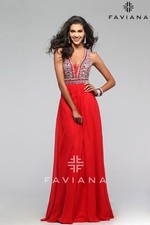 398 FAVIANA Glamour s7500 PROM Formal Pageant Chiffon Dress Red Sizes 0
