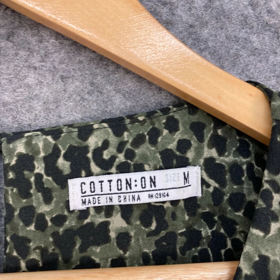 Mini vestido de algodón para mujer talla M mediano verde manga larga estampado animal 24526 Foto 4 de 4