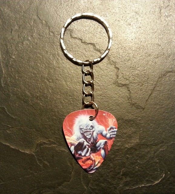 Iron Maiden Live Eddie Guitar Pick Keychain Ring FOB Pendant Charm Gift