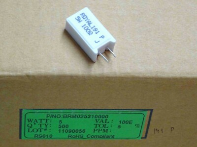Lotto 5 Resistenze Cementate Di Potenza 0,47 Ohm 5 Watt 5% – Dimensioni 23x13x9 Mm