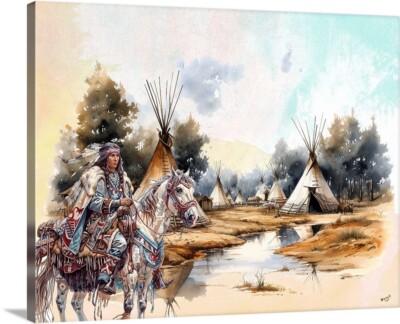 Native American Indian Maiden Ceremony Dress Canvas Wrap 16 x 20 Painting  art