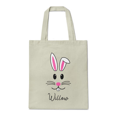 Personalisierte Tragetasche rosa Häschen Ostern Mädchen individueller Name Eiersuche süß Hase...