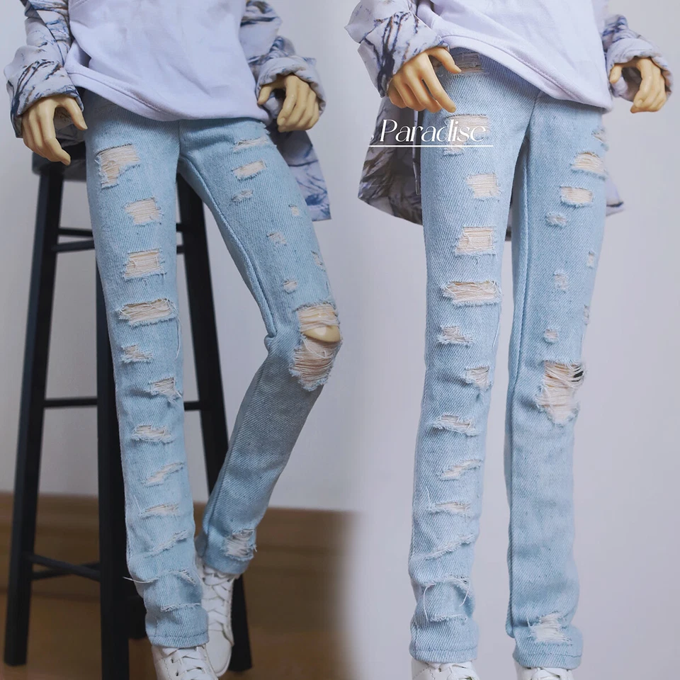 Pantalones vaqueros rasgados 1/4 1/3 DDMSD pantalones vaqueros POPO SSDF tío BJD ropa de muñeca Foto 3 de 4