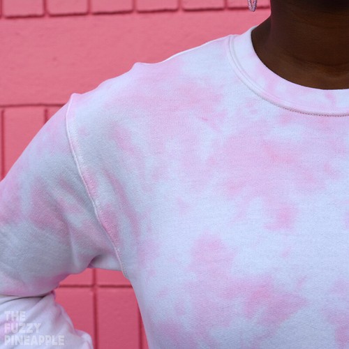 Pastel Pink Tie Dye Splotch Crew Sweatshirt S M L XL 2XL 3XL 4XL 5XL Plus Size - Picture 4 of 4