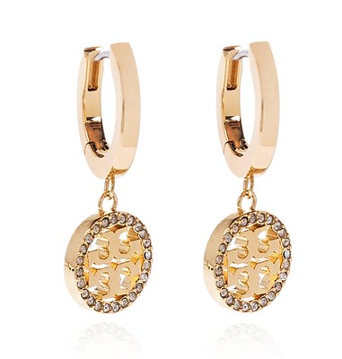 TORY BURCH MILLER PAVE HUGGIE LOGO HOOP EARRINGS DAMEN OHRRINGE 87041783