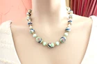 Vintage Murano Italian Glass Lampwork Bead Necklace Wedding Cake? Rose 18" Long