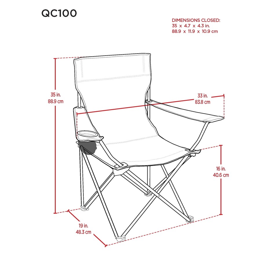 Folding Quad Outdoor Camping Chair, Portable Folding Camp Chair with