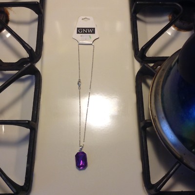 GNW Necklace Purple Facet Stone 16'' NWT