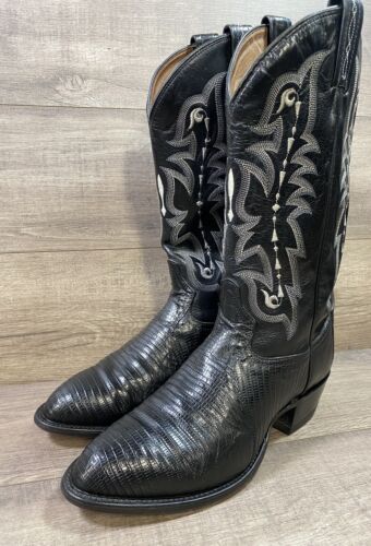 Tony Lama Genuine Lizard Skin Cowboy Western Boots Size 8.5 EE Wide - Picture 1 of 15