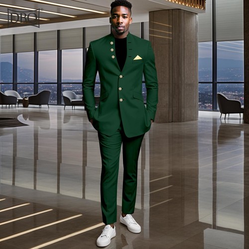 Men’s Slim Fit Suit 2-Piece Single Breasted Blazer Business Wedding African Suit - Picture 19 of 20