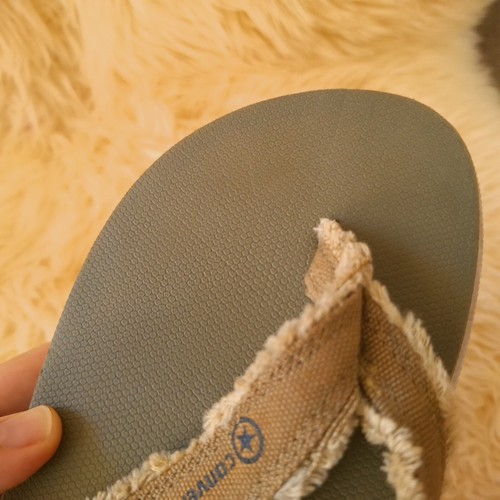 Converse Flip Flops Army Green Rough Fabric Thongs Ladies US 6 EU 37 UK 4 Korea - Picture 7 of 17