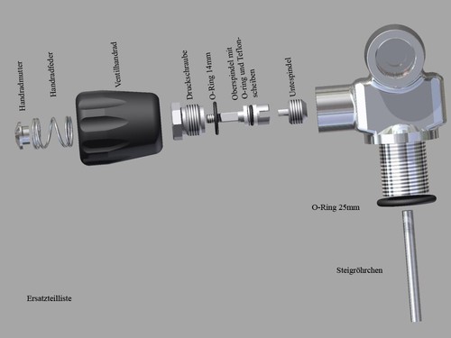 LA Monoventil Druckluft G5/8" 230bar rechts, erweiterbar G5/8 - Picture 3 of 3