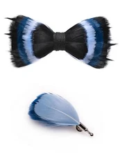 Handmade Feather Pre-tied Bow tie and Brooch Sets for Men 41