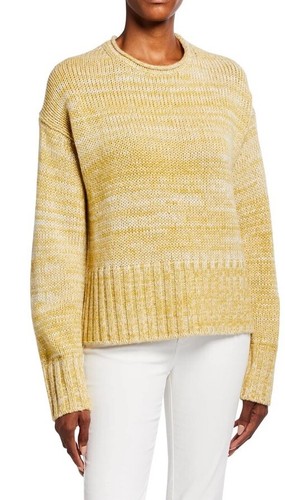 Vince Marled Wool-Cashmere Crewneck Side Slit Sweater Size XS - Picture 3 of 12