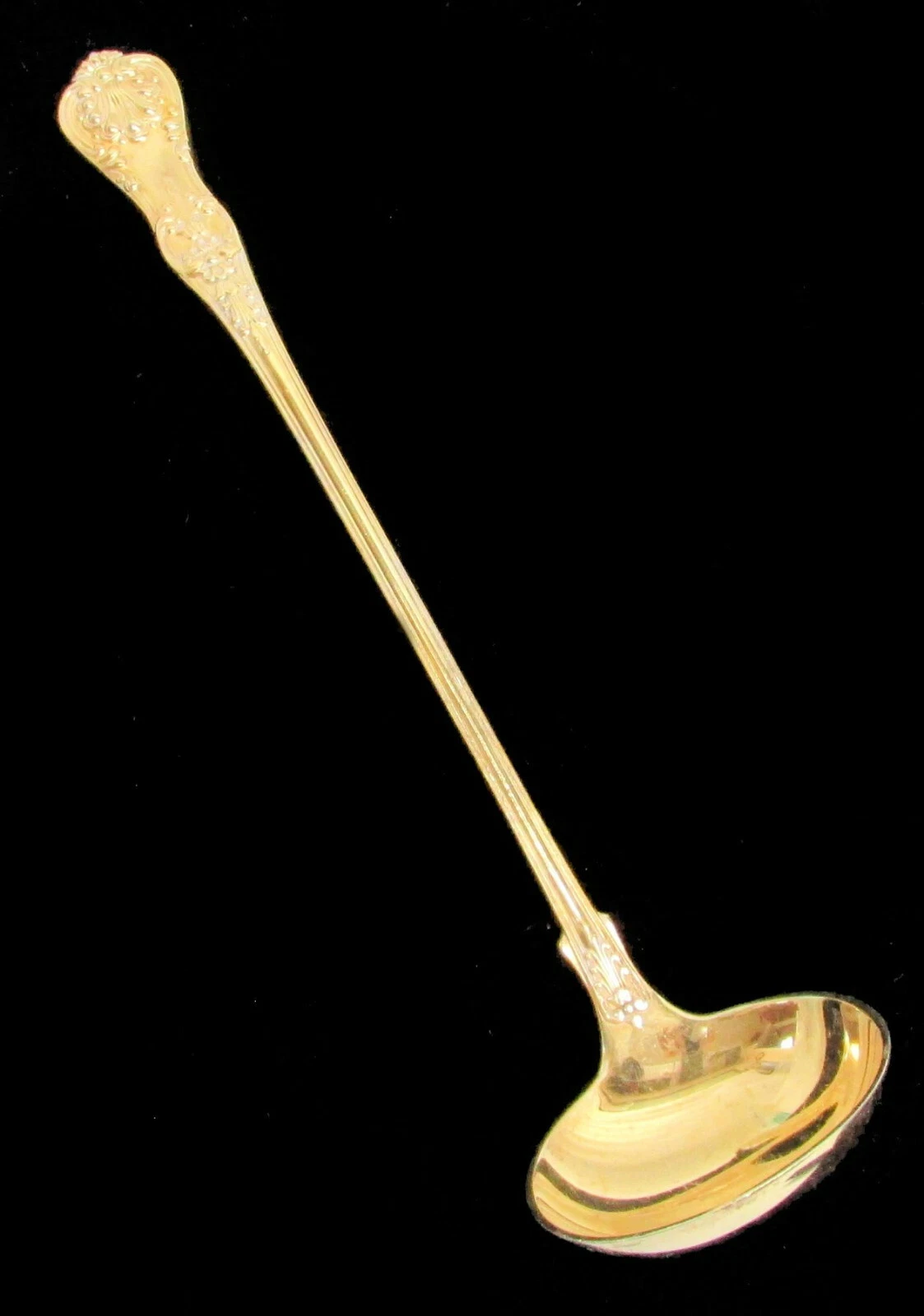 TIFFANY & CO ENGLISH KING GOLD GILT 7" SAUCE LADLE STERLING SILVER