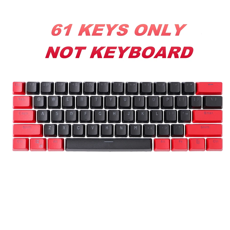 GTSP Red and Black Keycaps 60% Percent PBT Key Cap Set with 6.25U Space Key f... - Image 2 of 4