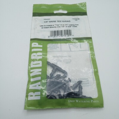 #H) (10 Pack) RAINDRIP 307010  1/4'' Barb Tee DRIP IRRIGATION FITTING