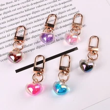 Fashion Peach Heart Charm Pendant Purse Bag Key Chain Accessory ↔