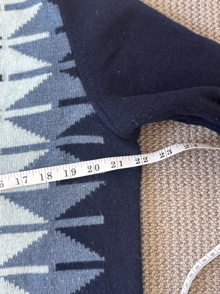 Vintage Men’s 1980s Paul Fourticq Blue Sweater Large Geometric Pattern - Image 3 of 4