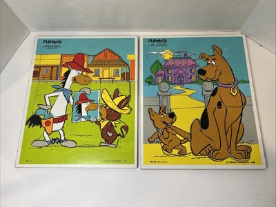 Playskool 1980 Scooby Doo Wood Puzzle & Quick Draw McGraw- 15 Pieces Made in USA