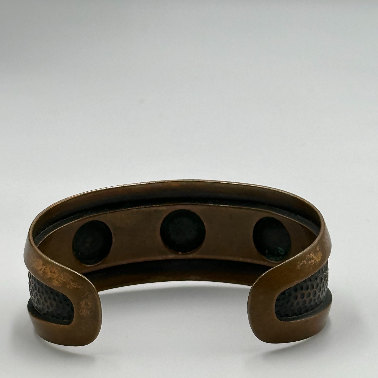 Solid Copper Cuff Bracelet Textured Hammered Rais… - image 6