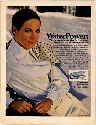 Max Factor WaterPower Eyeshadow 1969 Magazine Ad Cosmetic Beauty Print AD051