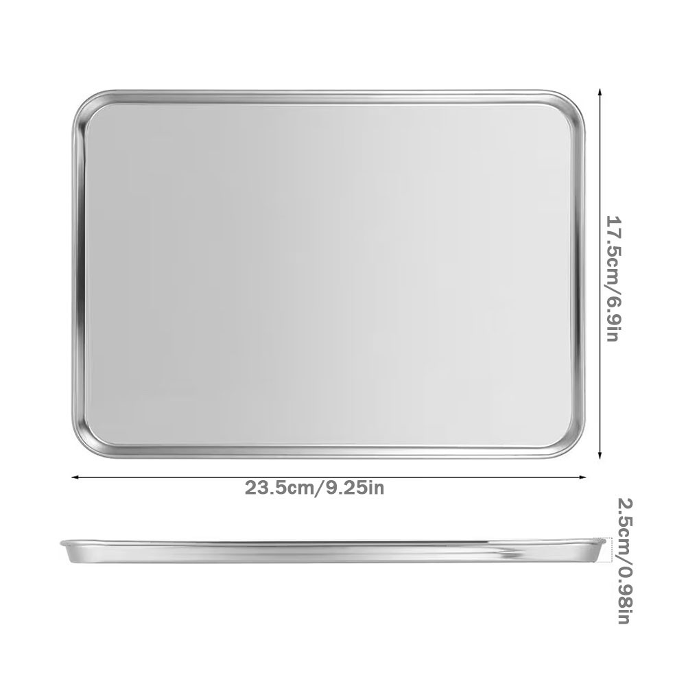 2X Baking Sheet Stainless Steel Oven Tray Pan Toaster Dish BBQ Cookie Fruit Cake — image 2