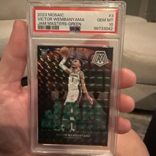 VICTOR WEMBANYAMA 2023 PANINI MOSAIC JAM MASTERS GREEN PRIZM #3 RC SPURS PSA 10