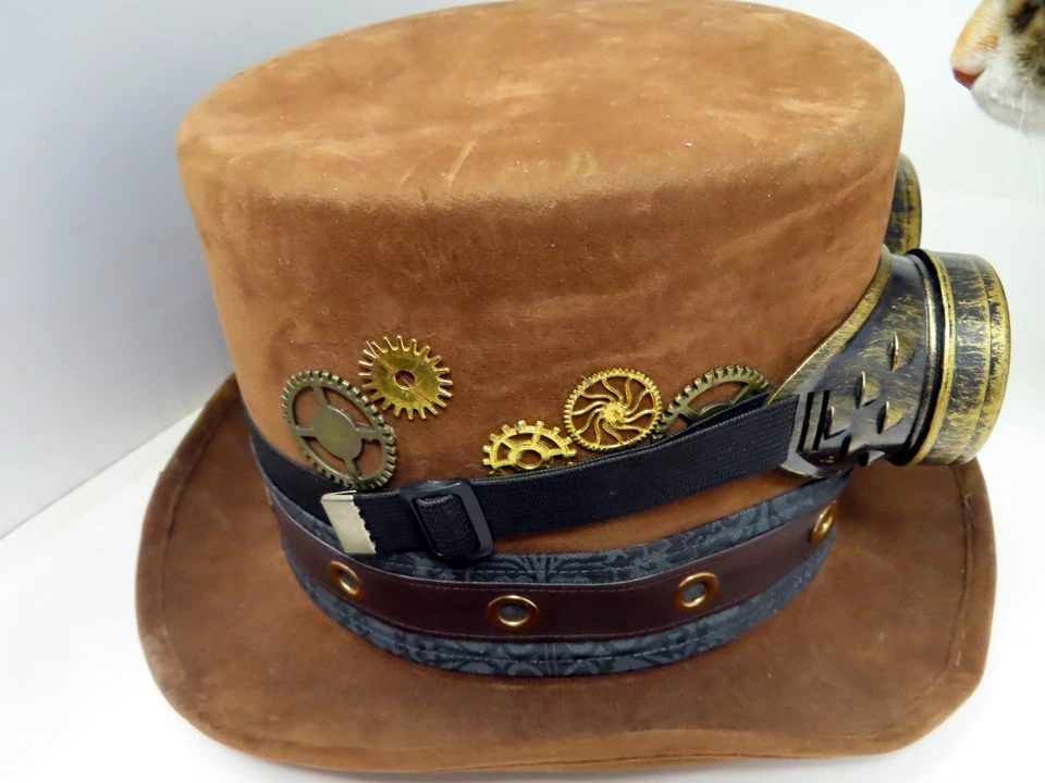 Spirit Halloween Steampunk Brown Goggle Hat Gears Adult Size - Image 4 of 4